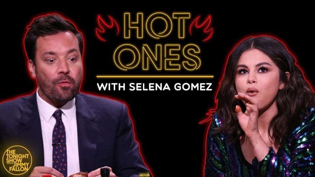 Selena Gomez and Jimmy Fallon eat super hot chicken wings
